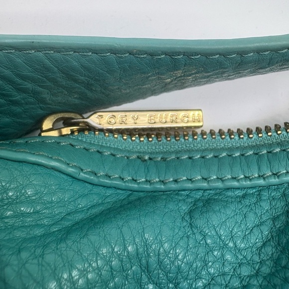 Tory Burch Teal Leather Amanda Hobo shoulder Bag with crossbody strap Read* - Picture 6 of 13